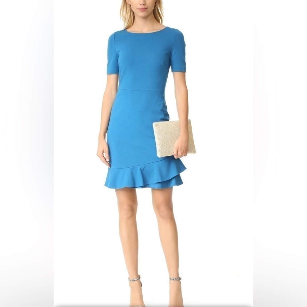 Diane von Furstenberg Teal Serafina Ruffled Hem Sheath Dress US 6